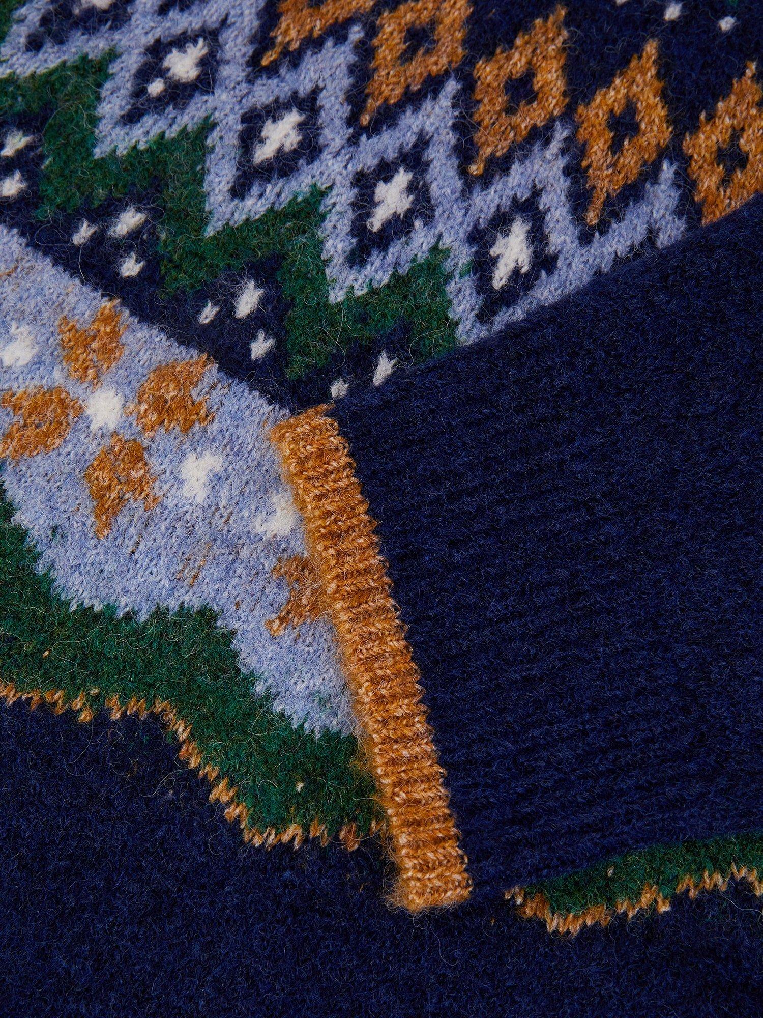 Product image 3 of 3, which shows Monsoon Kids' Wool Blend Fair Isle Jumper, Navy, 9-10 years