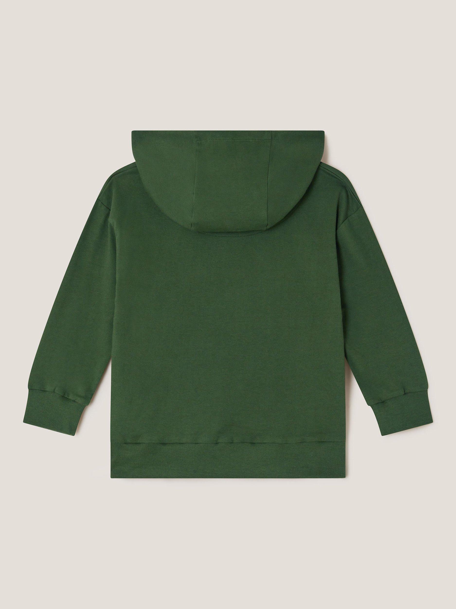Product image 2 of 3, which shows Monsoon Kids' Fox Graphic Hoodie, Green, 3-4 years