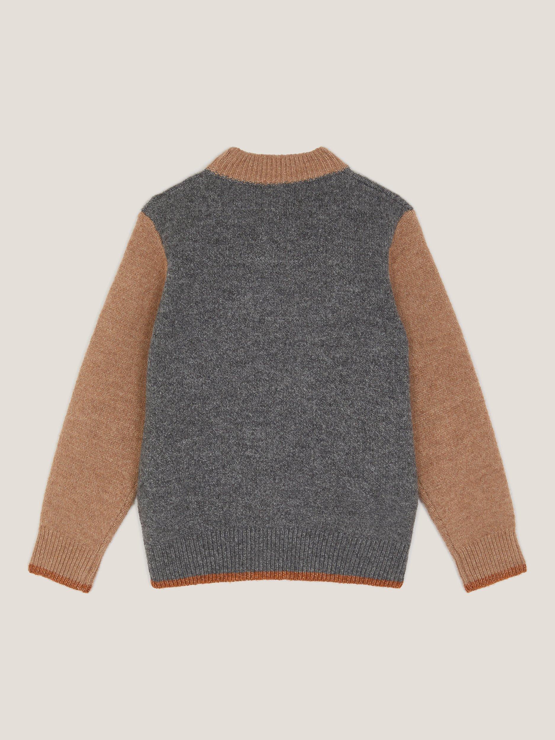 Product image 2 of 3, which shows Monsoon Kids' Fox Knit Jumper, Grey, 18-24 months