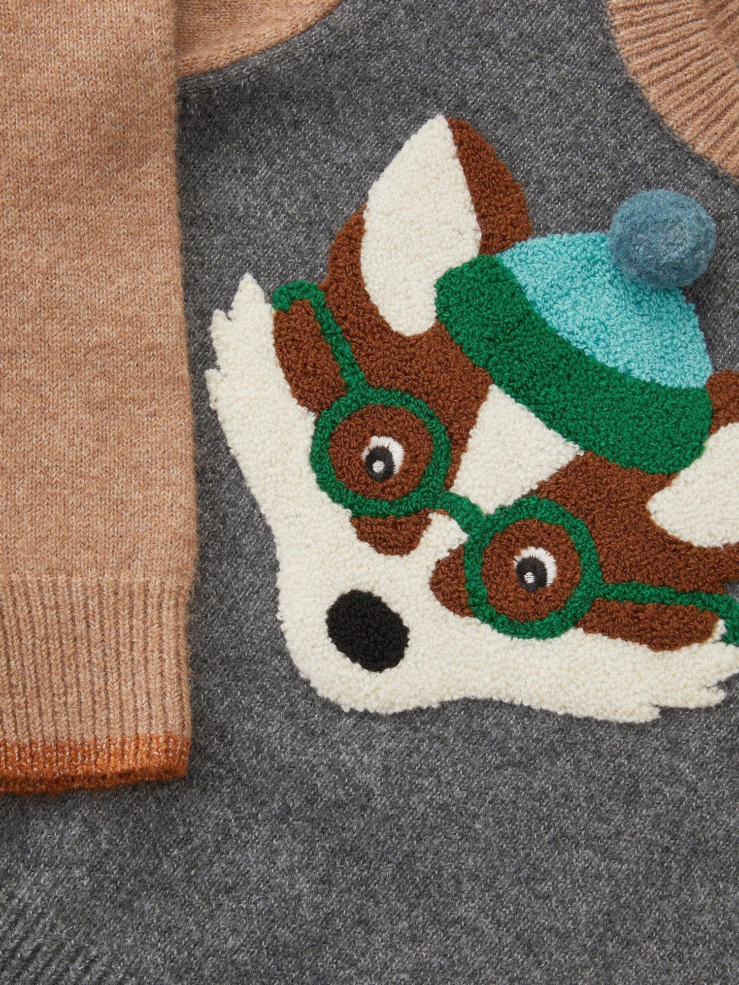 Product image 3 of 3, which shows Monsoon Kids' Fox Knit Jumper, Grey, 18-24 months