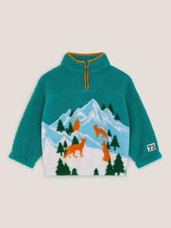 Monsoon Kids' Snow Zip Fleece Sweatshirt, Green, Green