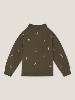 Monsoon Kids' Spaceship Embroidered Polo Sweatshirt, Khaki - view 2, Khaki