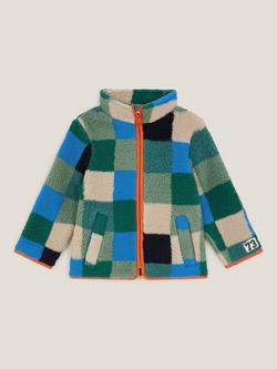 Monsoon Kids' Fleece Checked Bomber Jacket, Multi, Multi