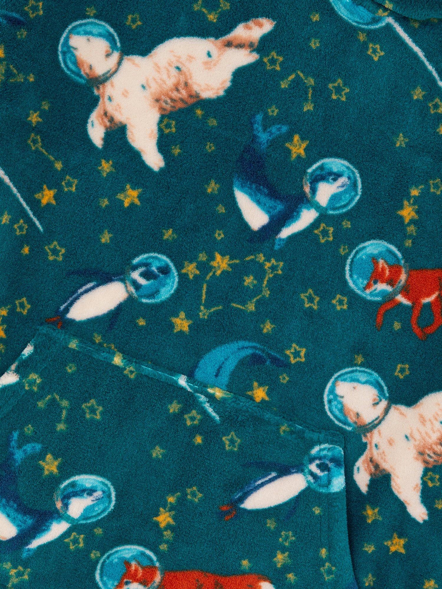 Product image 3 of 3, which shows Monsoon Kids' Space Pyjama Hoodie, Green, 2-3 years