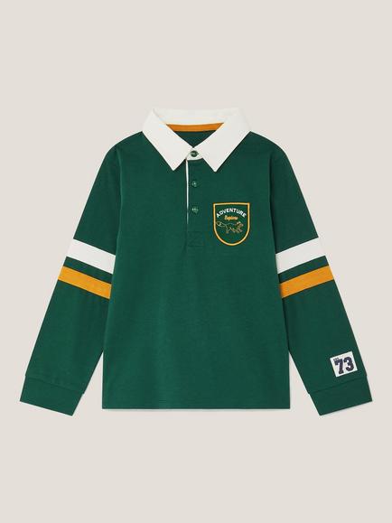 Monsoon Kids' Cotton Adventure Polo Shirt, Green, Green