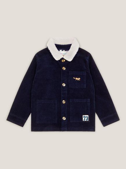 Monsoon Kids' Corduroy Borg Collar Shirt, Navy, Navy