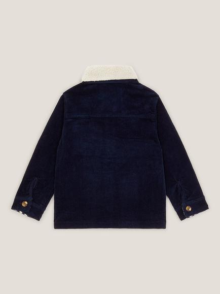 Monsoon Kids' Corduroy Borg Collar Shirt, Navy - view 2, Navy
