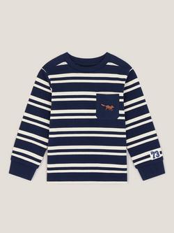 Monsoon Kids' Cotton Striped Fox Top, Blue - view 2, Blue
