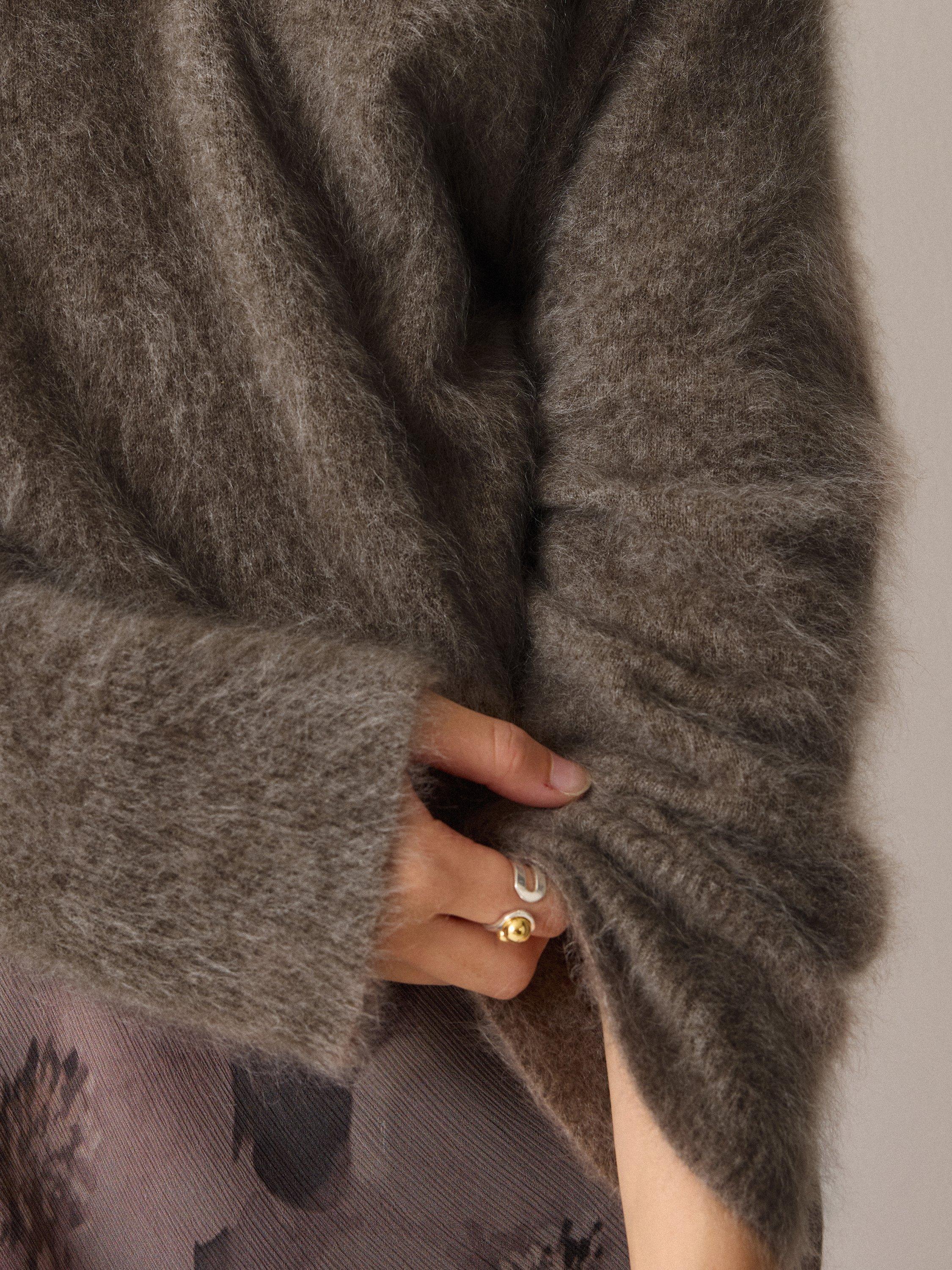 Product image 7 of 7, which shows Jigsaw Halo Cashmere V-Neck Jumper, Brown, M