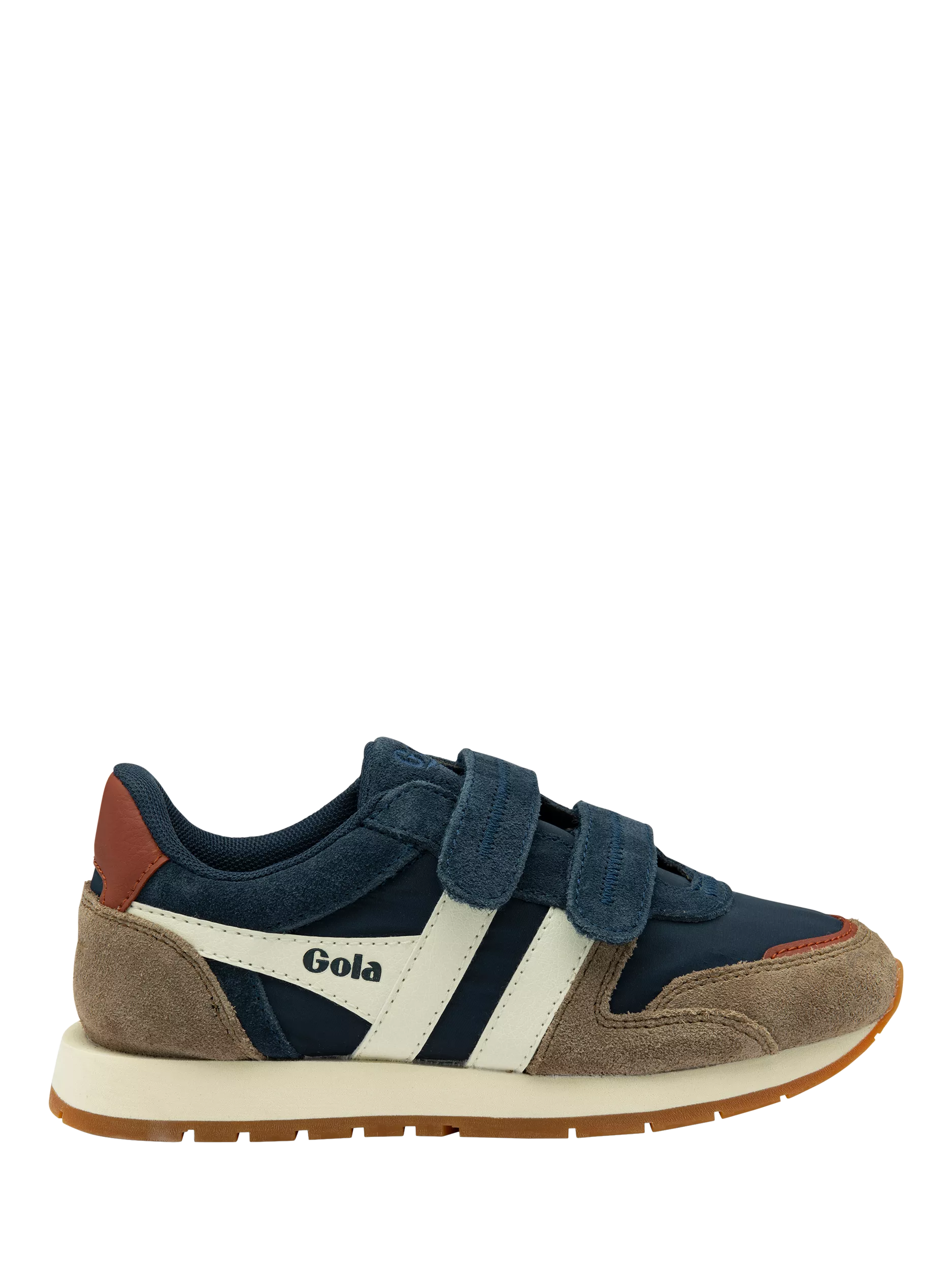 Goal Kids' Austin Strap Low Cut Trainers, Navy/Rhino/Off White