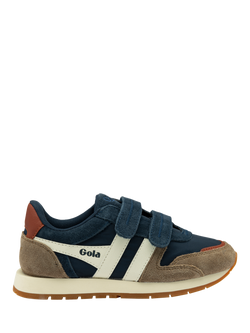 Goal Kids' Austin Strap Low Cut Trainers, Navy/Rhino/Off White, Navy/Rhino/Off White