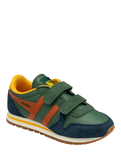 Gola Kids' Daytona Pure Strap Low Cut Trainers, Evergreen/Navy/Moody - view 2, Evergreen/Navy/Moody