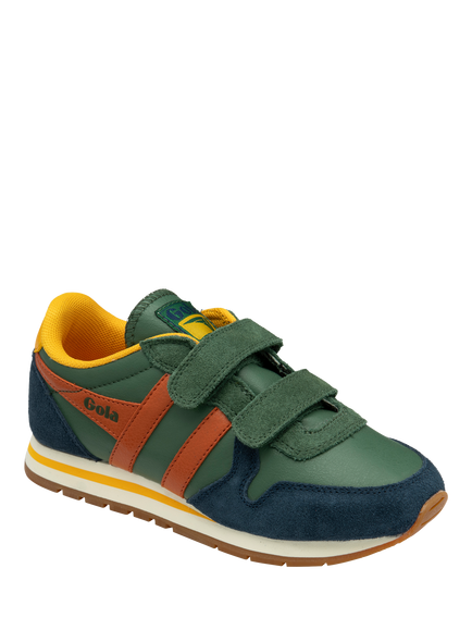 Gola Kids' Daytona Pure Strap Low Cut Trainers, Evergreen/Navy/Moody - view 2, Evergreen/Navy/Moody