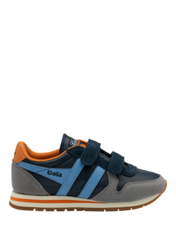 Gola Kids' Daytona Pure Strap Low Cut Trainers, Navy/Cement/Vista, Navy/Cement/Vista Bl