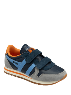 Gola Kids' Daytona Pure Strap Low Cut Trainers, Navy/Cement/Vista - view 2, Navy/Cement/Vista Bl