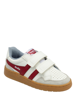 Gola Kids' Eagle Strap Low Cut Trainers - view 2, White/Deep Red