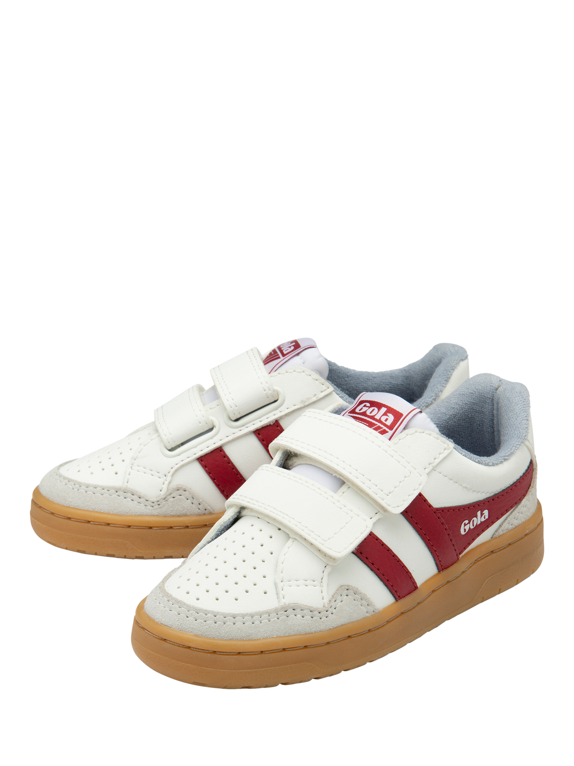 Product image 3 of 5, which shows Gola Kids' Eagle Strap Low Cut Trainers, White/Deep Red, 8 Jnr
