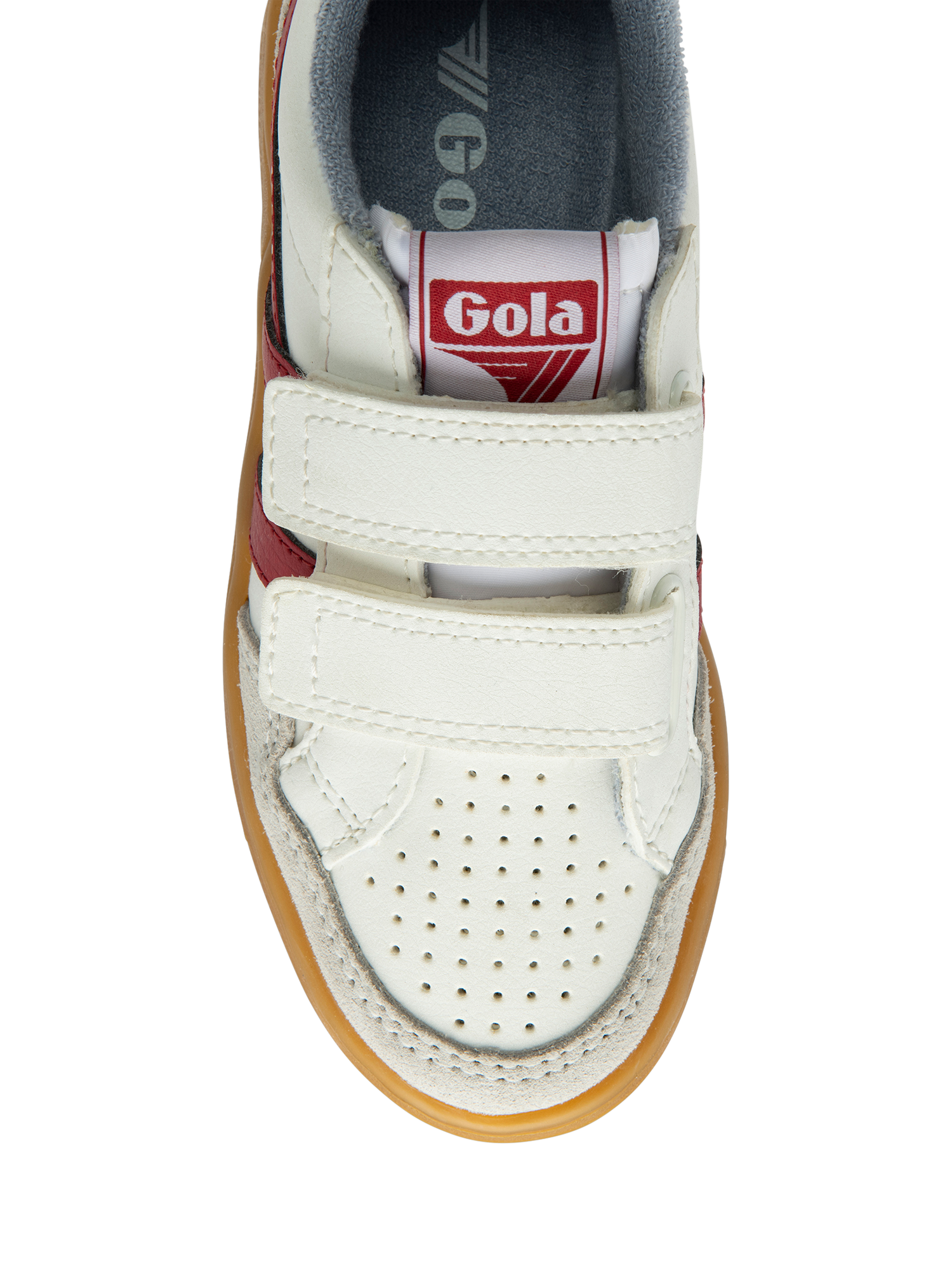 Product image 5 of 5, which shows Gola Kids' Eagle Strap Low Cut Trainers, White/Deep Red, 8 Jnr
