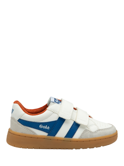 Gola Kids' Eagle Strap Low Cut Trainers, White/Marine Blue/Mo