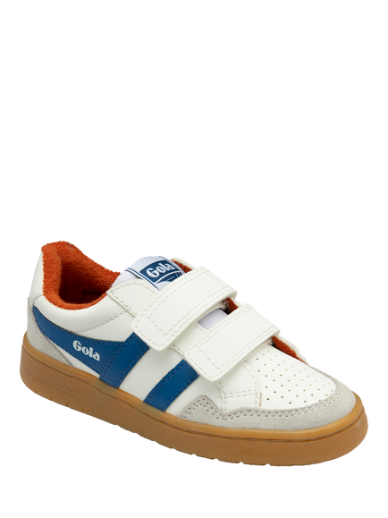 Gola Kids' Eagle Strap Low Cut Trainers - view 2, White/Marine Blue/Mo