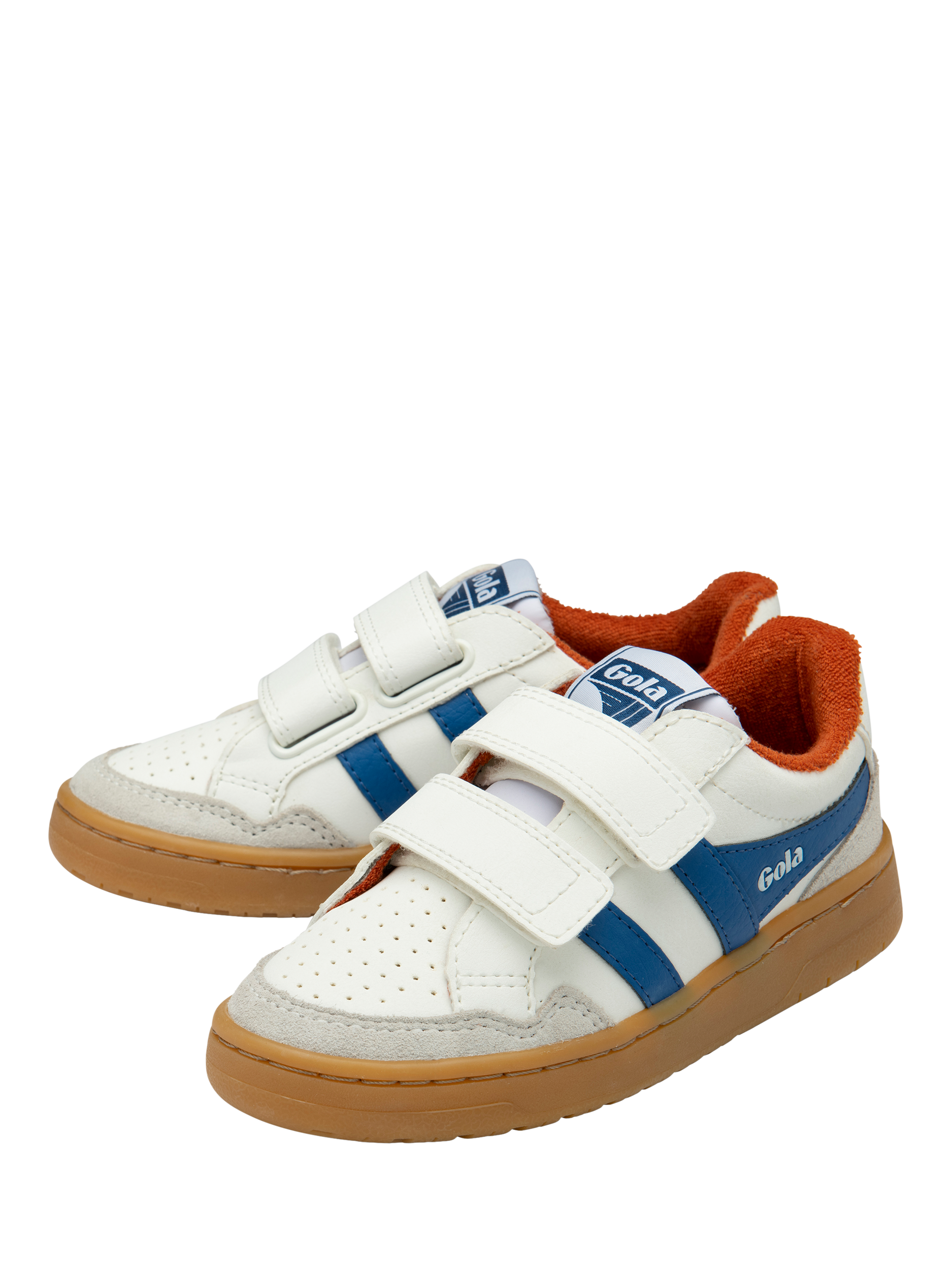 Product image 3 of 5, which shows Gola Kids' Eagle Strap Low Cut Trainers, White/Marine Blue/Mo, 1