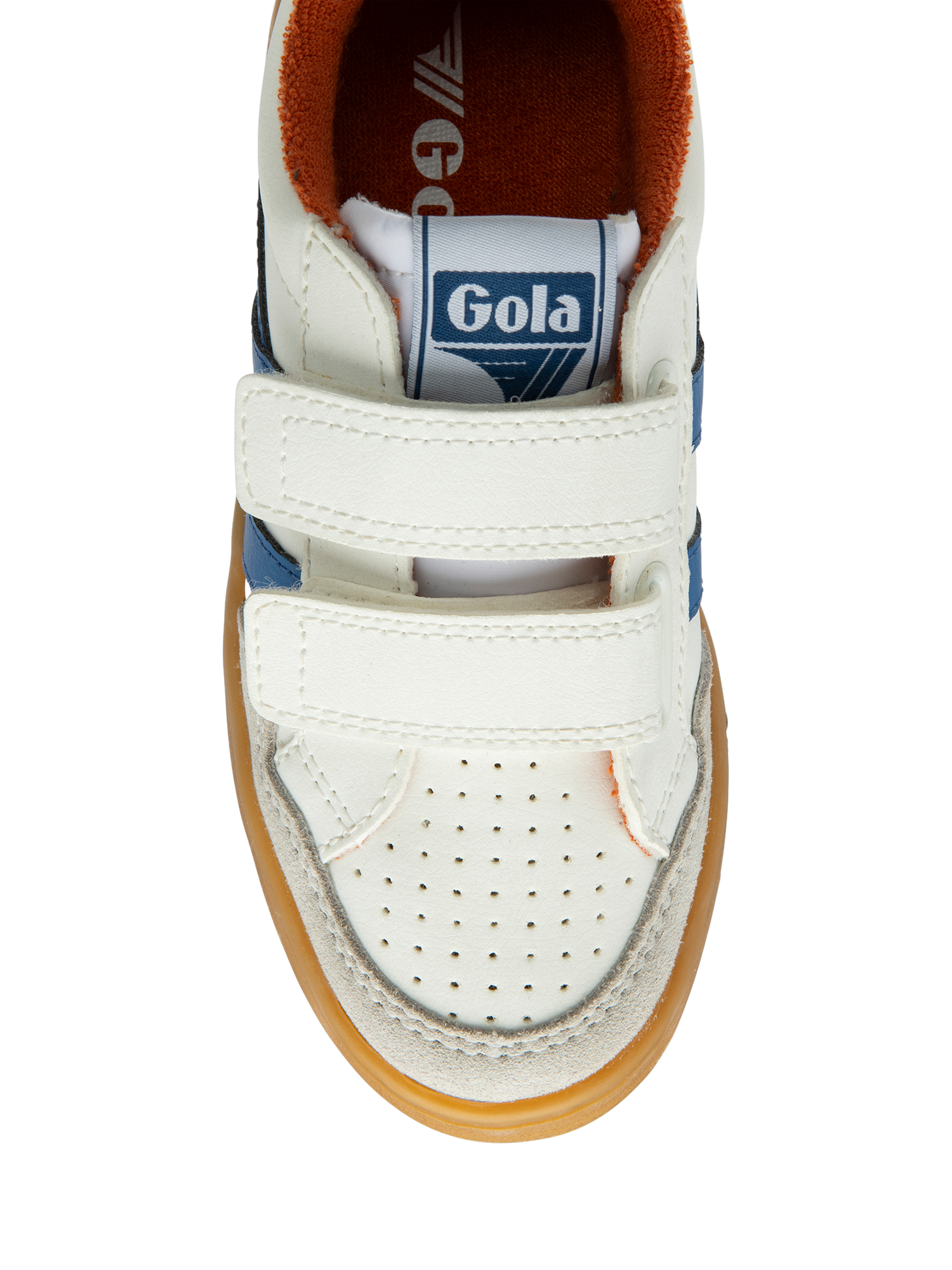 Product image 5 of 5, which shows Gola Kids' Eagle Strap Low Cut Trainers, White/Marine Blue/Mo, 1
