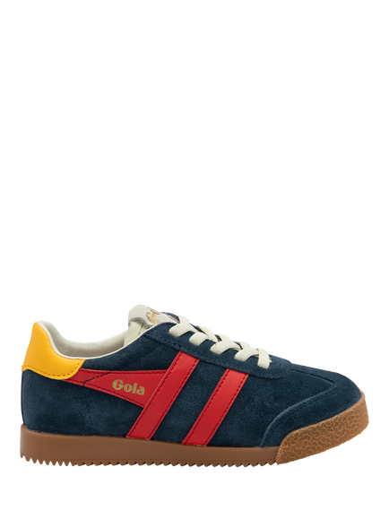 Gola Kids' Elan Low Lace Up Trainers, Navy/Red/Sun, Navy/Red/Sun