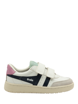 Gola Kids' Falcon Strap Low Cut Trainers, White/Navy/Candy, White/Navy/Candy
