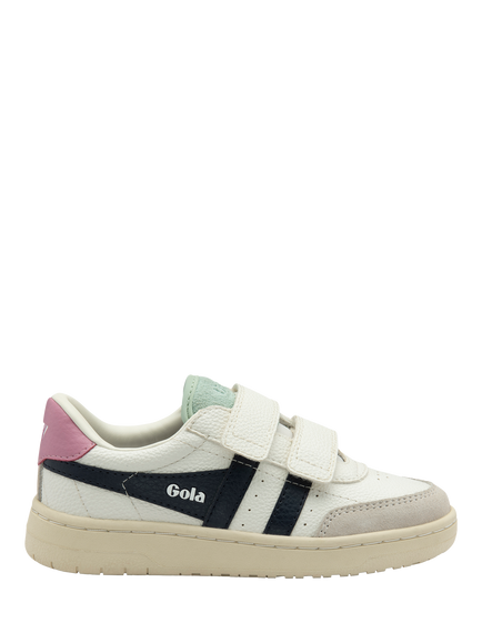 Gola Kids' Falcon Strap Low Cut Trainers, White/Navy/Candy, White/Navy/Candy