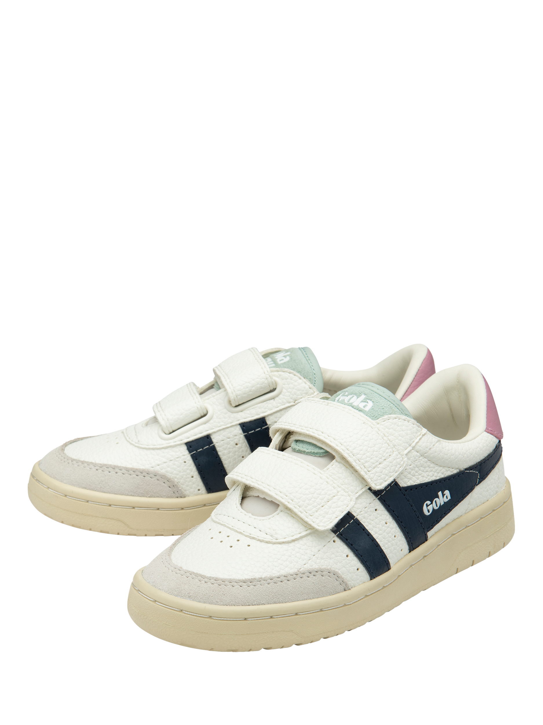 Product image 3 of 5, which shows Gola Kids' Falcon Strap Low Cut Trainers, White/Navy/Candy, 8 Jnr