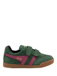 Gola Kids' Harrier Strap Trainers, Navy/Sage, Evergreen/Fuchsia