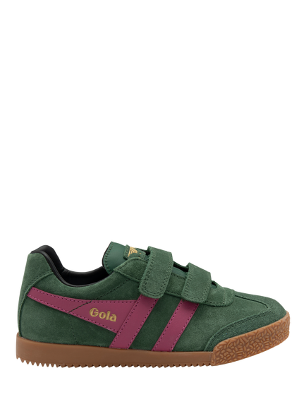 Gola Kids' Harrier Strap Trainers, Evergreen/Fuchsia