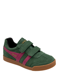 Gola Kids' Harrier Strap Trainers - view 2, Evergreen/Fuchsia