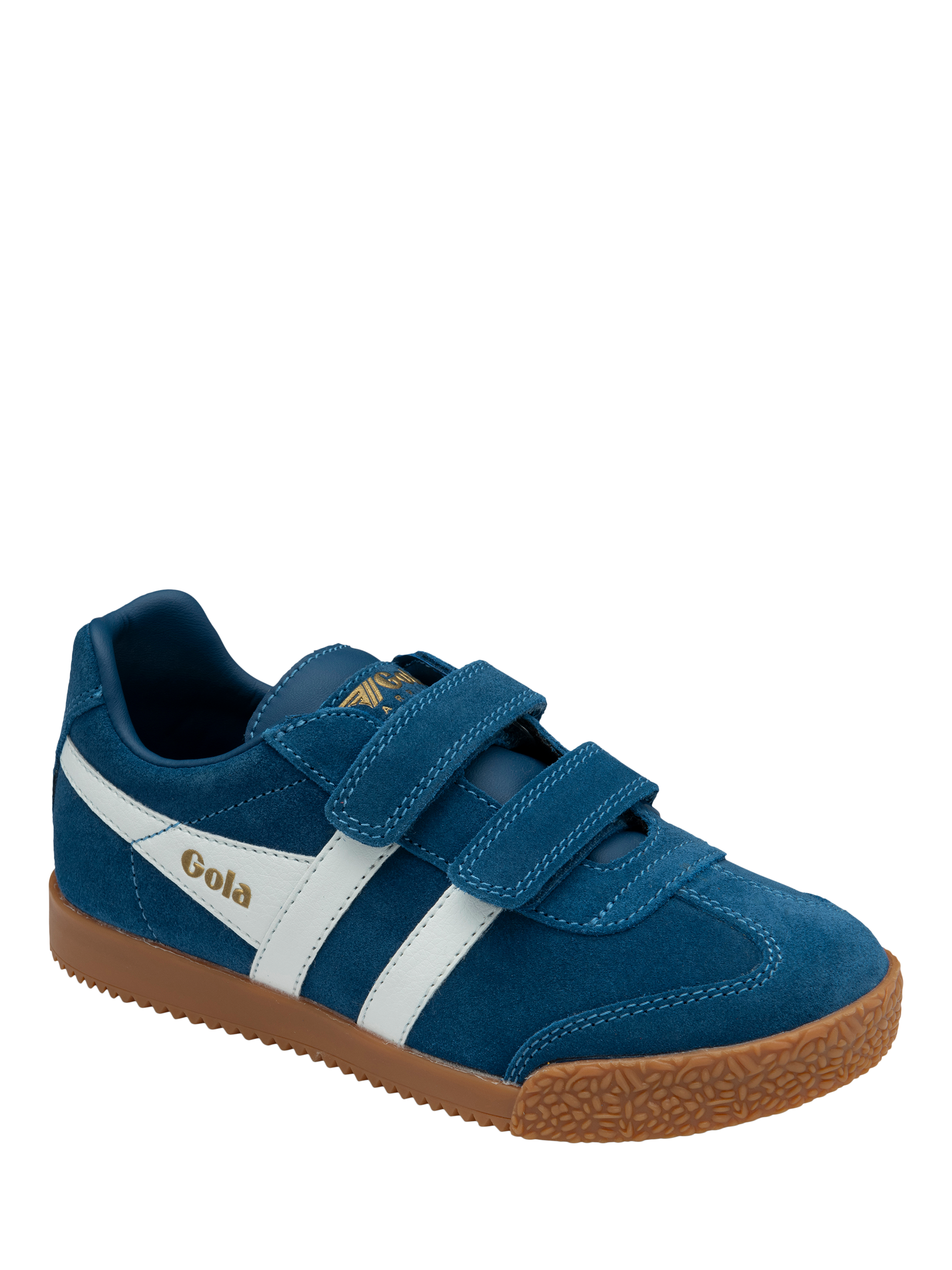 Product image 2 of 5, which shows Gola Kids' Harrier Strap Trainers, Marine Blue/White, 8 Jnr