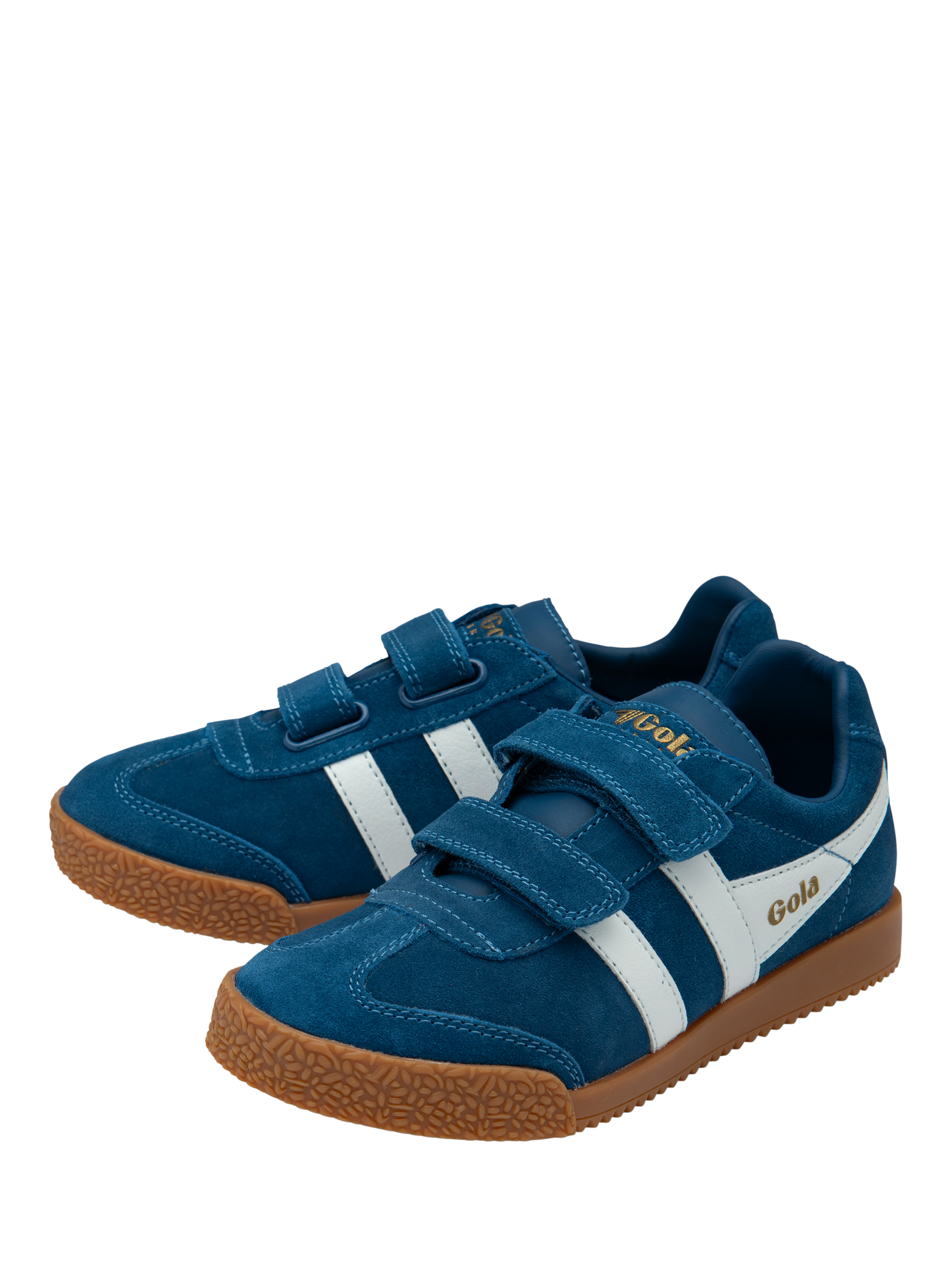 Product image 3 of 5, which shows Gola Kids' Harrier Strap Trainers, Marine Blue/White, 8 Jnr