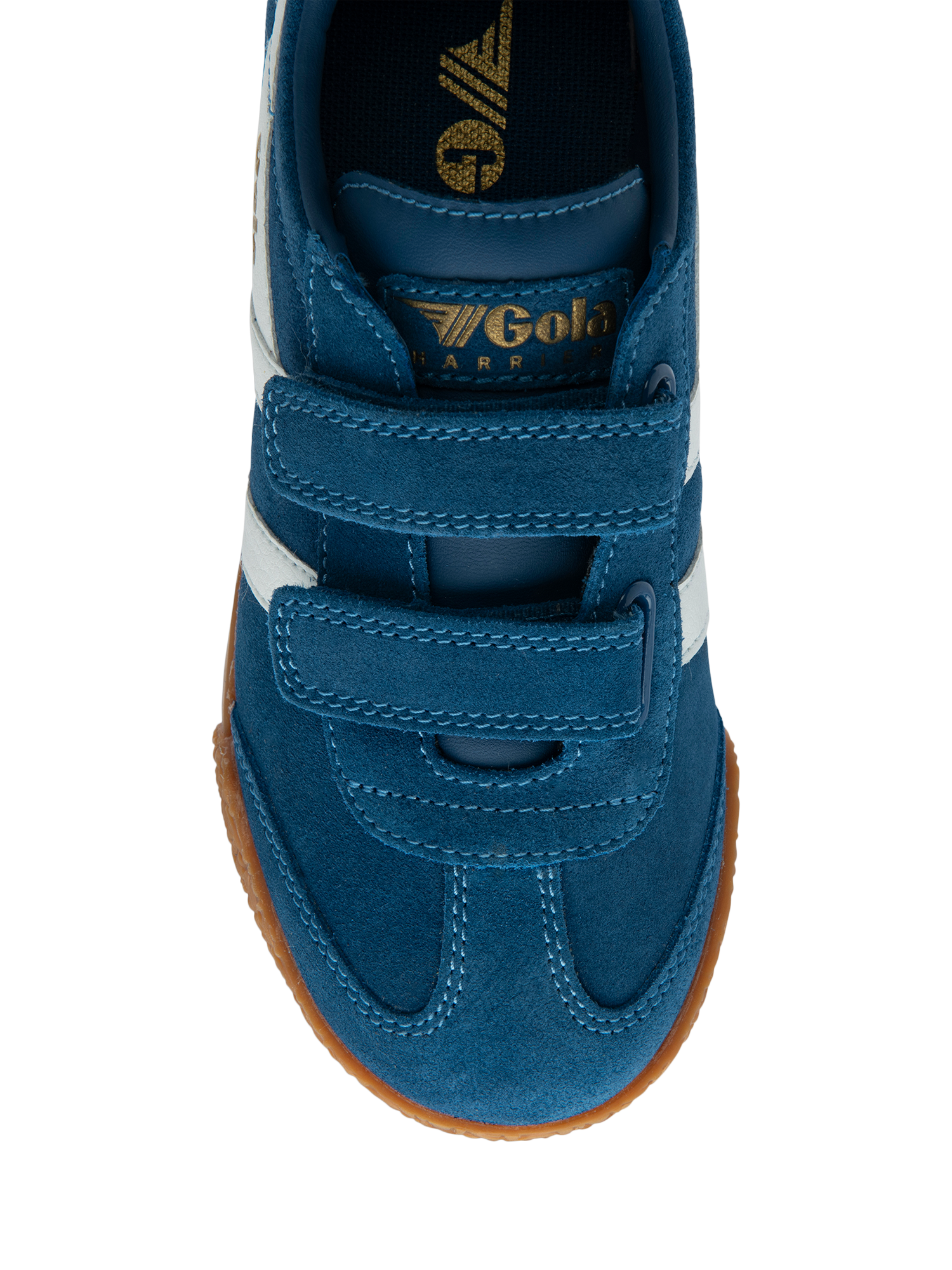 Product image 5 of 5, which shows Gola Kids' Harrier Strap Trainers, Marine Blue/White, 8 Jnr