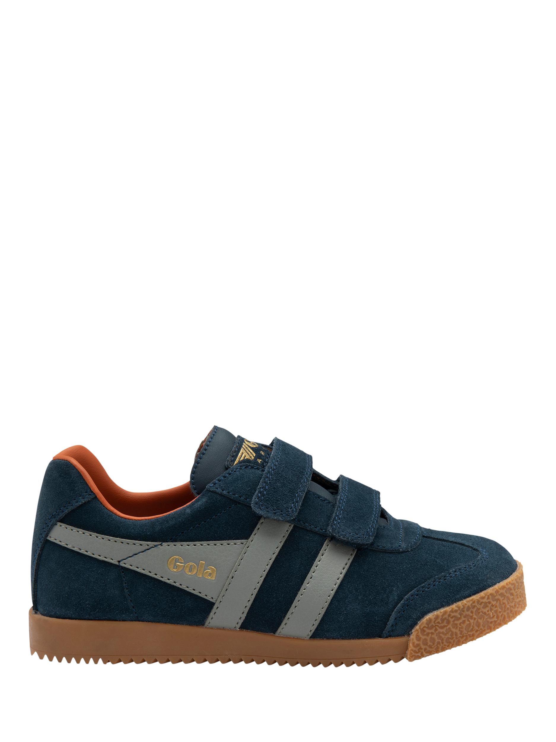 Product image 1 of 5, which shows Gola Kids' Harrier Strap Trainers, Navy/Cement, 8 Jnr