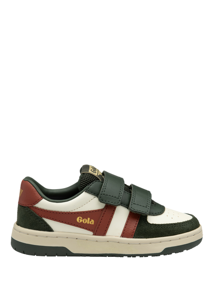 Gola Kids' Classic Hawk Strap Trainers, White/Khaki/Rust, White/Khaki/Rust