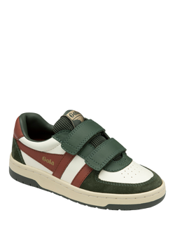 Gola Kids' Classic Hawk Strap Trainers, White/Khaki/Rust - view 2, White/Khaki/Rust