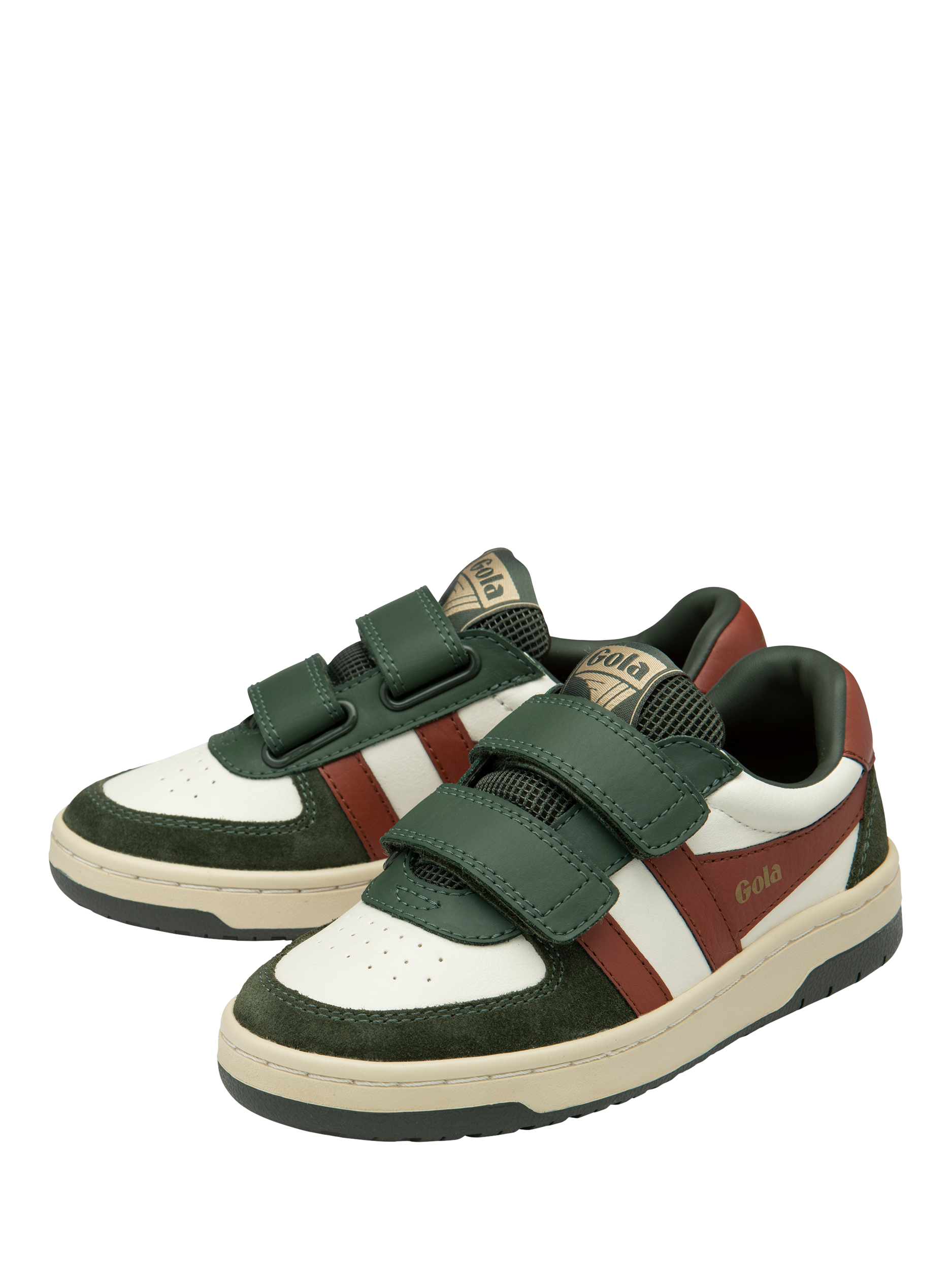 Product image 3 of 5, which shows Gola Kids' Classic Hawk Strap Trainers, White/Khaki/Rust, 8 Jnr