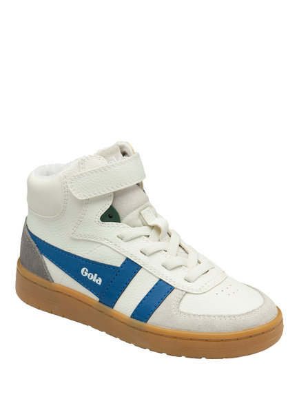 Gola Kids' Talon High Top Trainers - view 2, White/Marine Blue/Ce