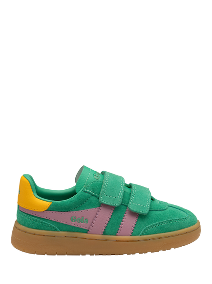 Gola Kids' Suede Viper Strap Low Cut Trainers, Jade/Candy/Sun/Gum