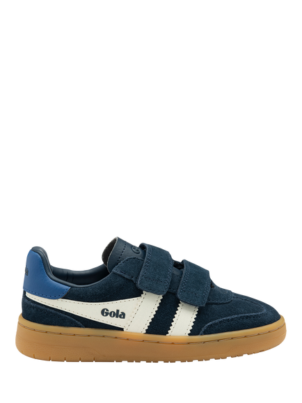 Gola Kids' Suede Viper Strap Low Cut Trainers, Navy/Off White/Sapphire