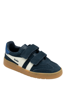 Gola Kids' Suede Viper Strap Low Cut Trainers - view 2, Navy/Off White/Sapphire