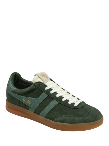 Gola Cyclone Suede Lace-Up Trainers, Dark Khaki/Sage/Gum - view 2, Dark Khaki/Sage/Gum