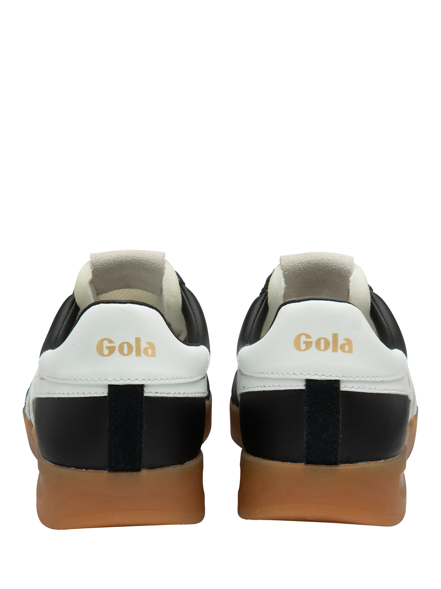 Product image 4 of 5, which shows Gola Cyclone Leather Trainers, Black/White/Gum, 6