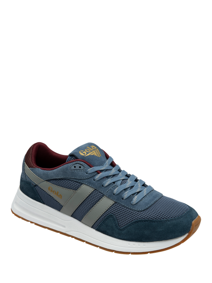 Gola Delta Suede Trim Lace-Up Trainers - view 2, Moonlight/Navy/Cement
