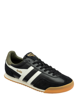 Gola Europa Lace Up Trainers, Black/Off White/Khak - view 2, Black/Off White/Khak