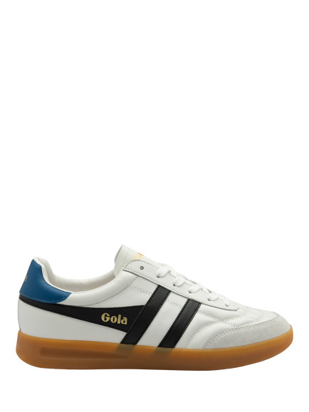 Gola Stadia Quilted Leather Lace-Up Trainers, White/Black, White/Black