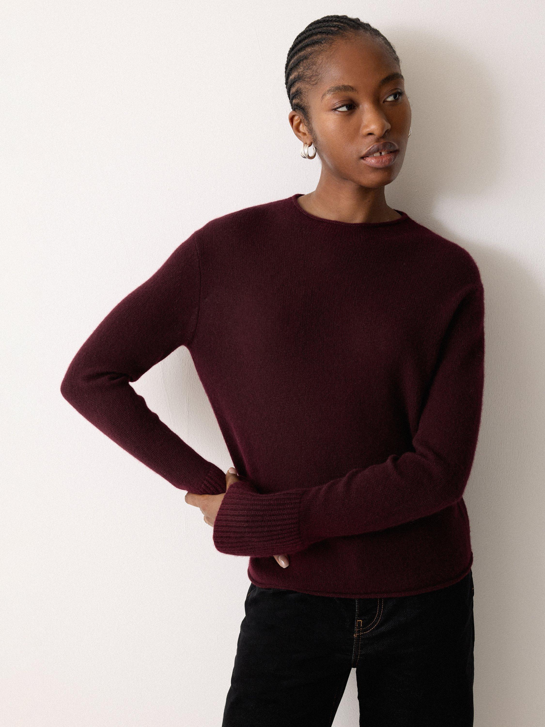 Product image 1 of 5, which shows Jigsaw Eldon Pure Cloud Cashmere Jumper, Burgundy, XS
